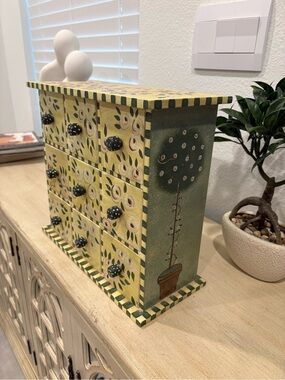 Custom Hand-Painted Floral Jewelry Drawer Organizer Box